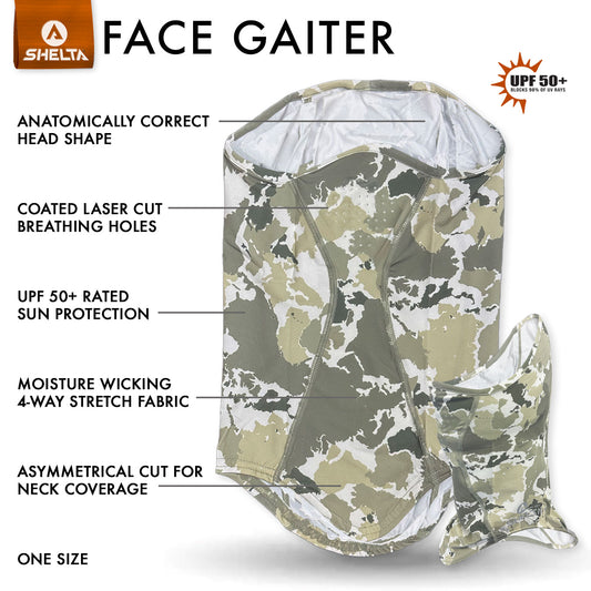 Shelta Face Gaiter provides a long-lasting solution to protect your face and neck from harmful UV rays.