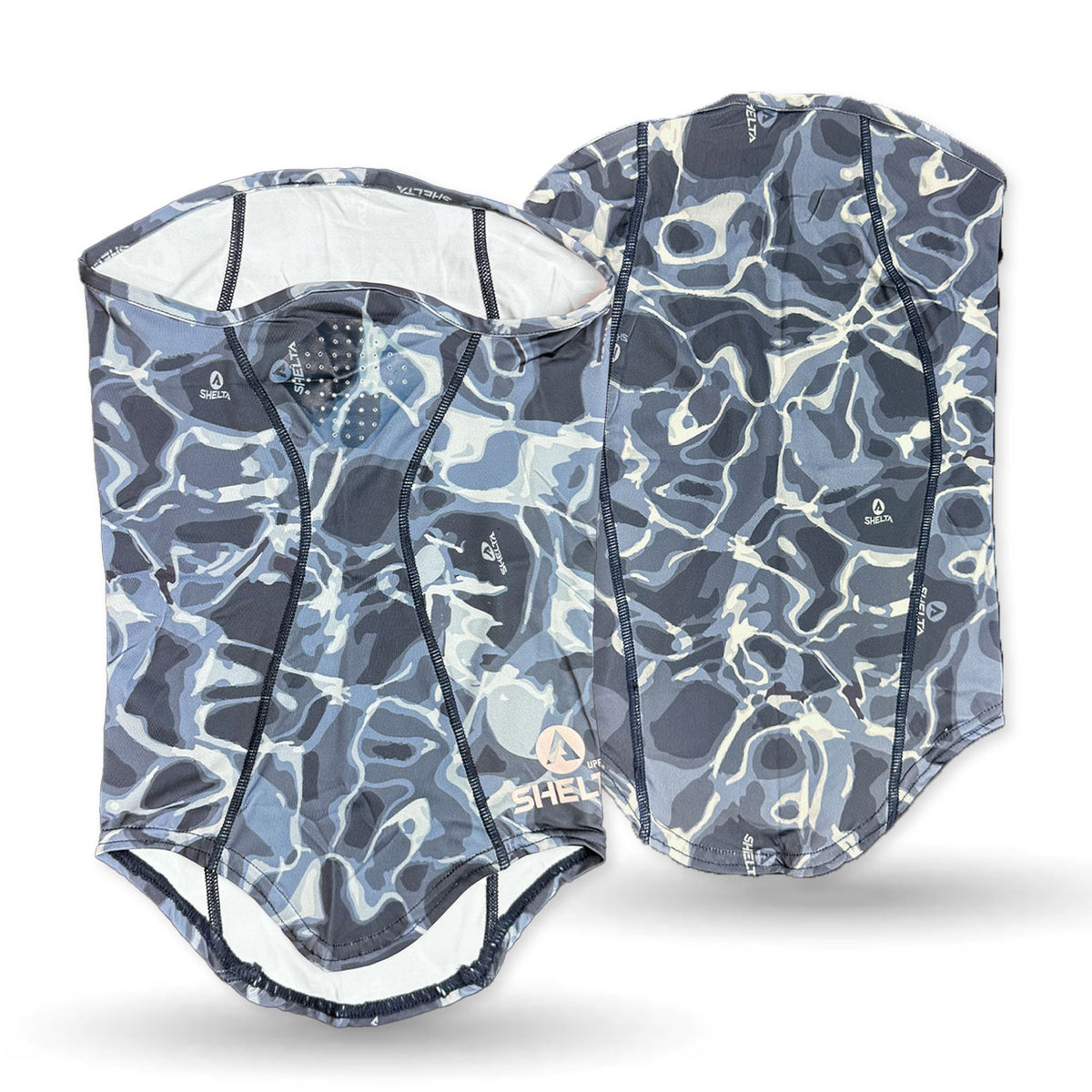 Shelta Face Gaiter in Dark Water Camo Color