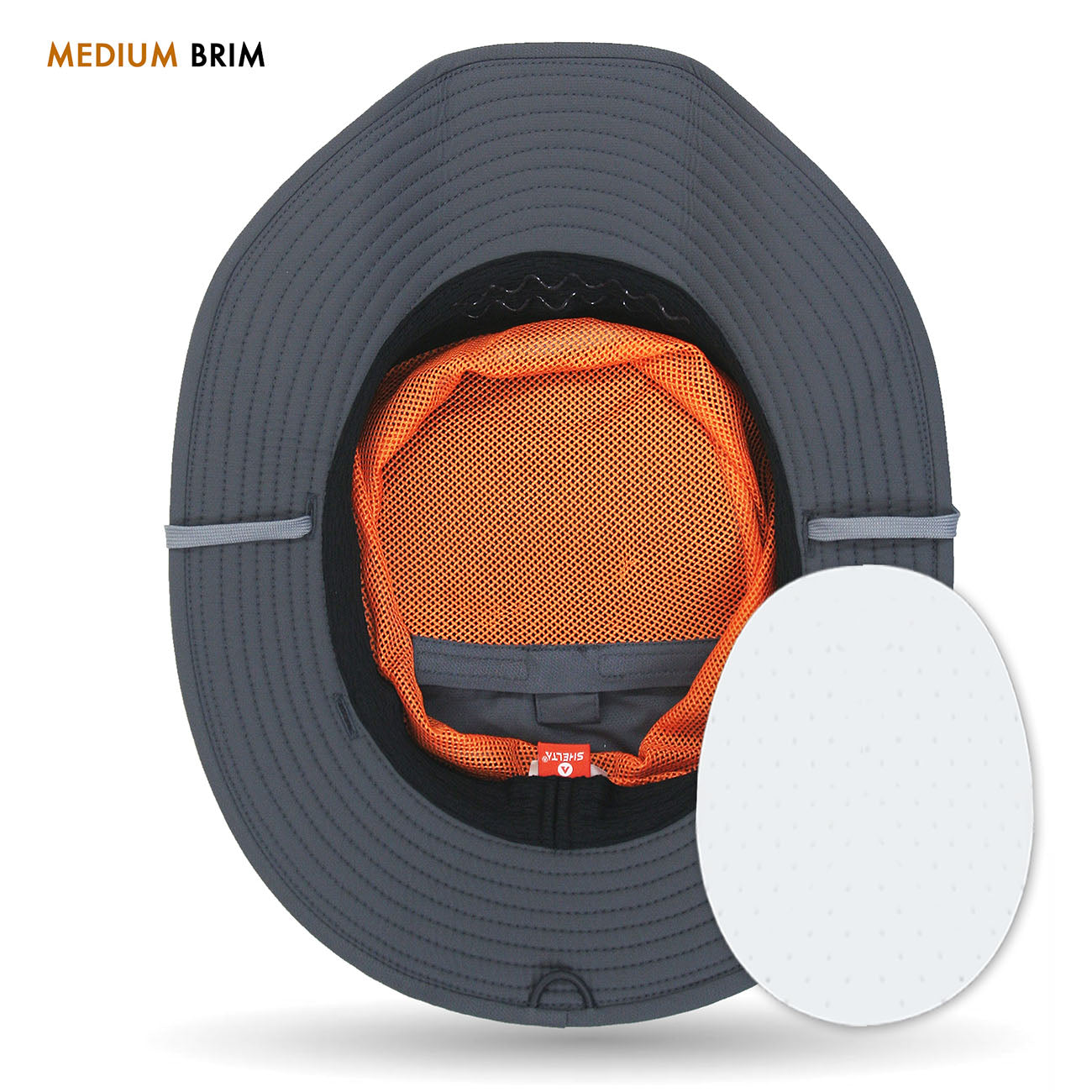 Bottom View of the Seahawk V2 Sun hat in the storm grey color. includes picture of float insert