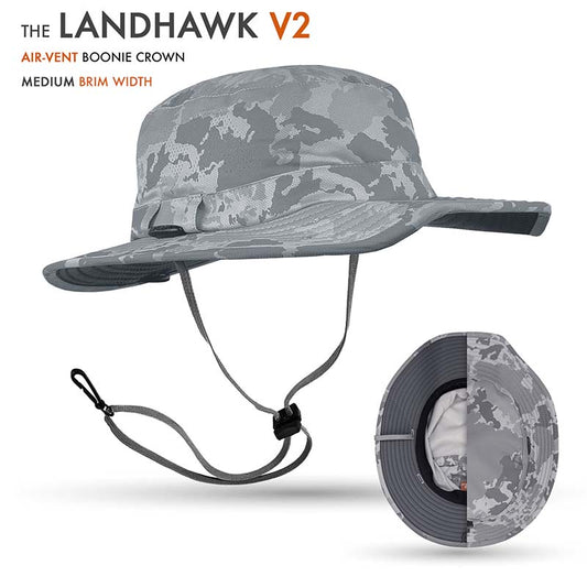The landhawk V2 in Altas camo Air vent boonie crown sun hat- top and side view