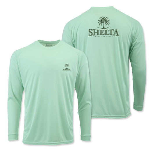 Made For Shade logo in mint green color sunshirt