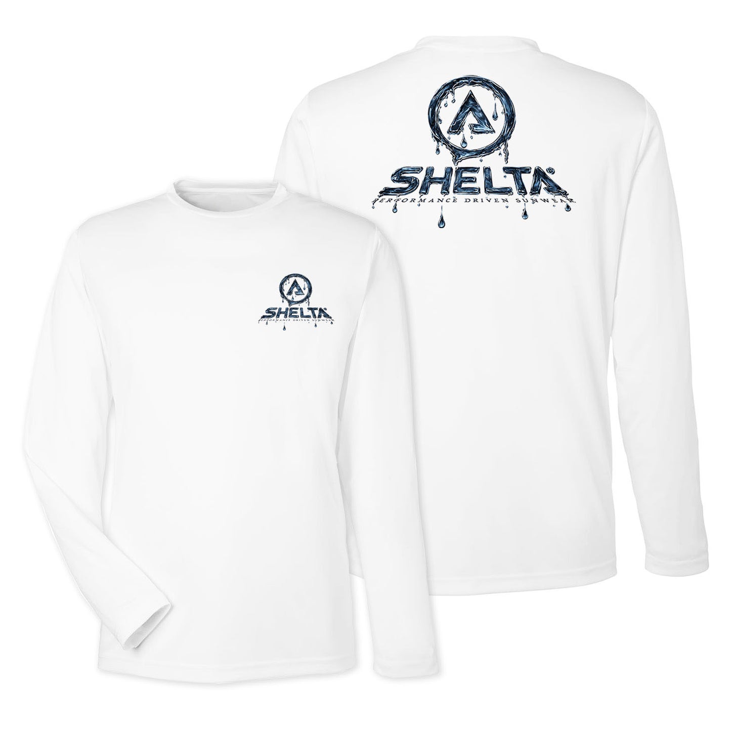 Shelta Logo on white long sleeve t-shirt