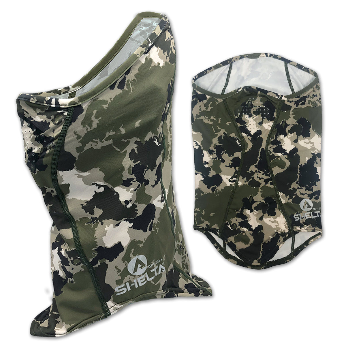 Our Face Gaiter in the KO Camo protects your face and neck from harmful UV rays. Sun protection that won’t wear off, it allows you to spend the whole day on the water or in the field without burning. Made from lightweight, moisture wicking stretch fabric, our gaiter features silicone coated laser-cut breathing holes. The breathable fabric offers UPF 50+ UV protection and covers the top of your nose down to your neckline with enough height in the back to fit over a cap or under your sunhat.