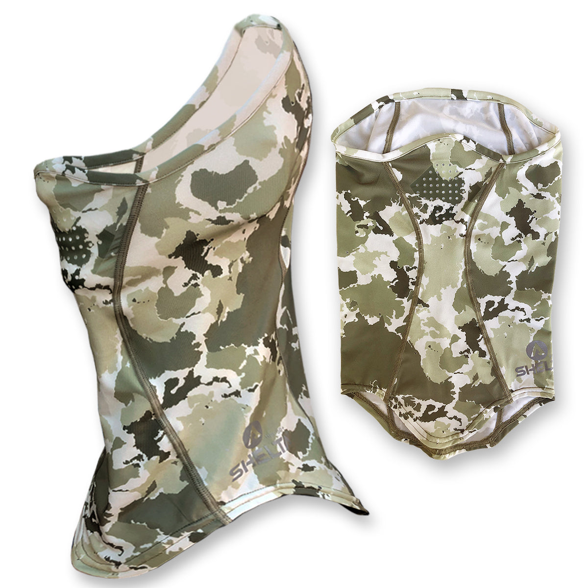 Our Face Gaiter in the FC Camo Color protects your face and neck from harmful UV rays. Sun protection that won’t wear off, it allows you to spend the whole day on the water or in the field without burning. Made from lightweight, moisture wicking stretch fabric, our gaiter features silicone coated laser-cut breathing holes. The breathable fabric offers UPF 50+ UV protection and covers the top of your nose down to your neckline with enough height in the back to fit over a cap or under your sunhat.