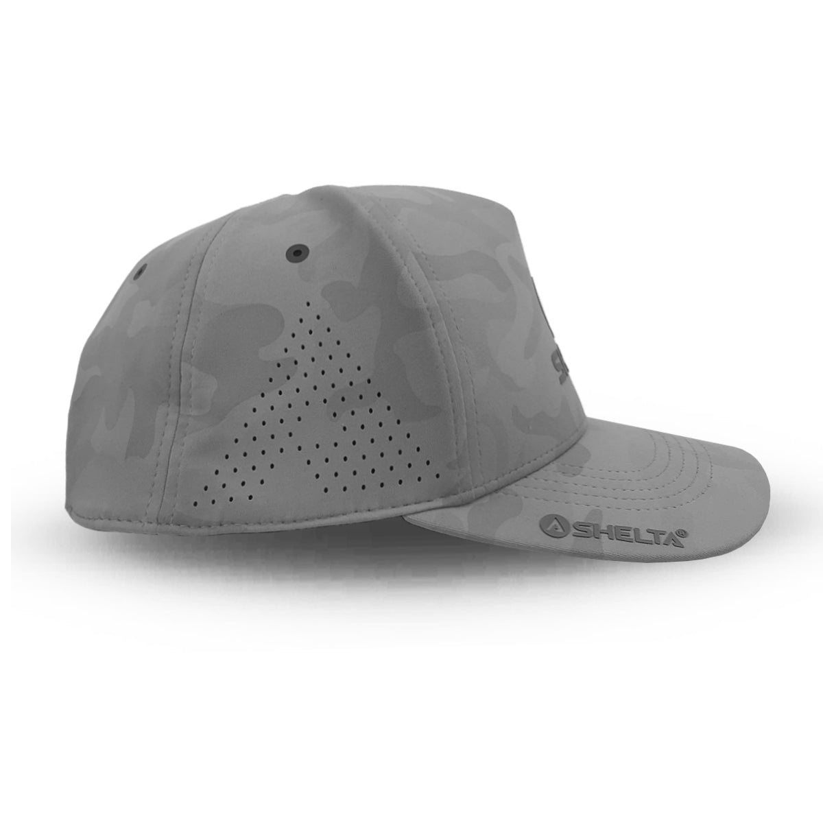 Side View of the grey camo hector cap