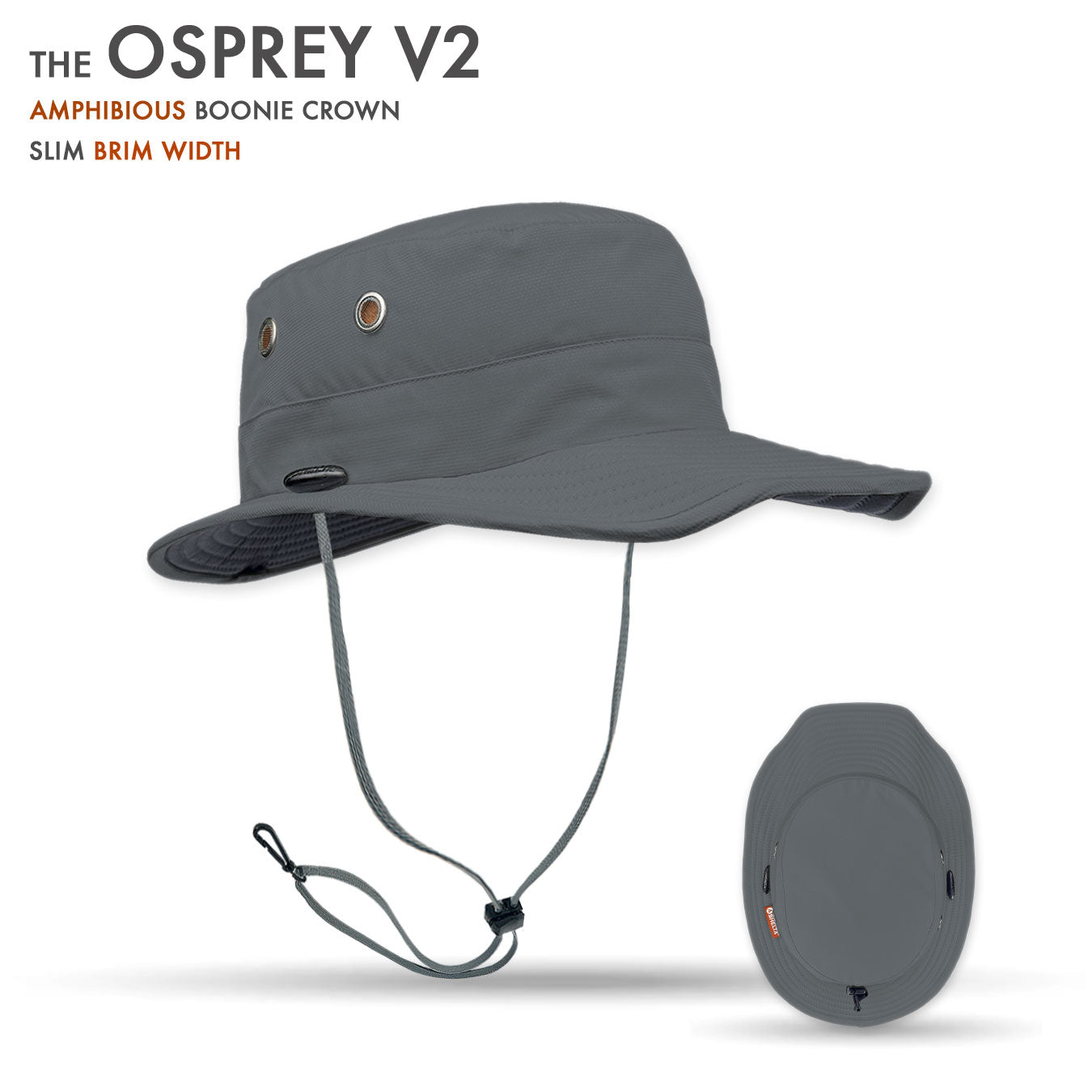 osprey V2 sun hat boonie crown with slim brim width in Grey Color