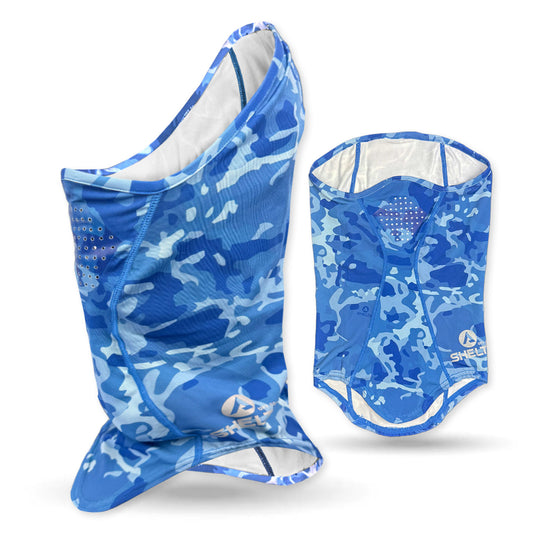 shelta face gaitor in deep blue water color