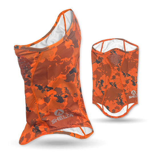 Face Gaitor in Burnt Orange Camo Color