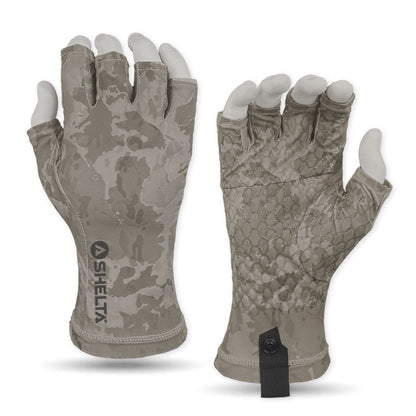 Shelta fingerless sun gloves in Brush Camo color