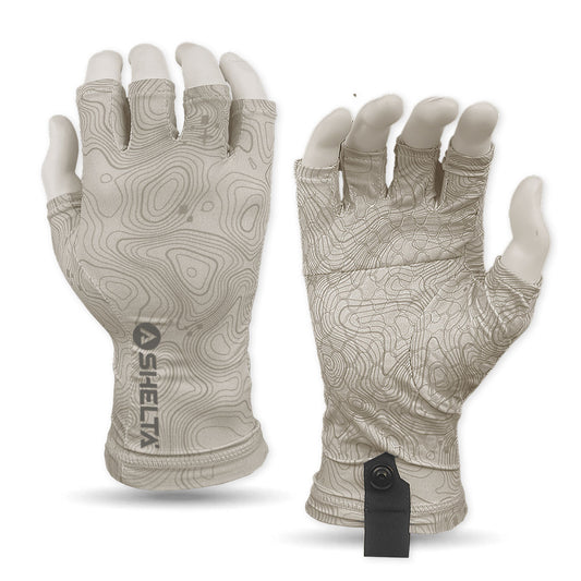 Shelta Fingerless sun gloves in trail guide color