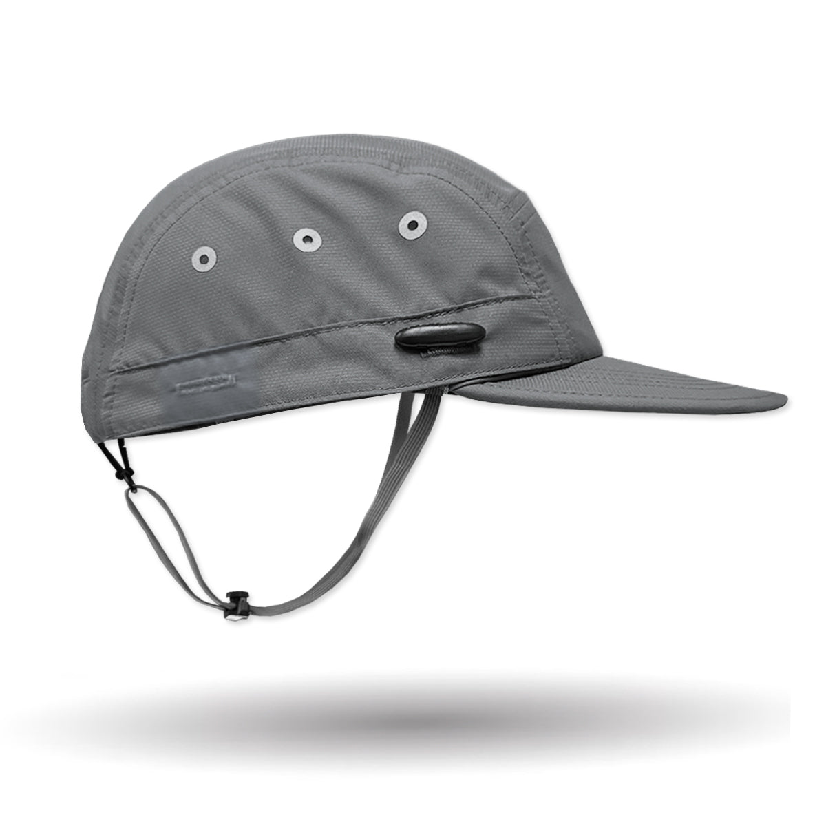Gray cap with chin cord on a white background
