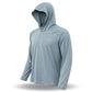 Light blue hooded shirt on a white background