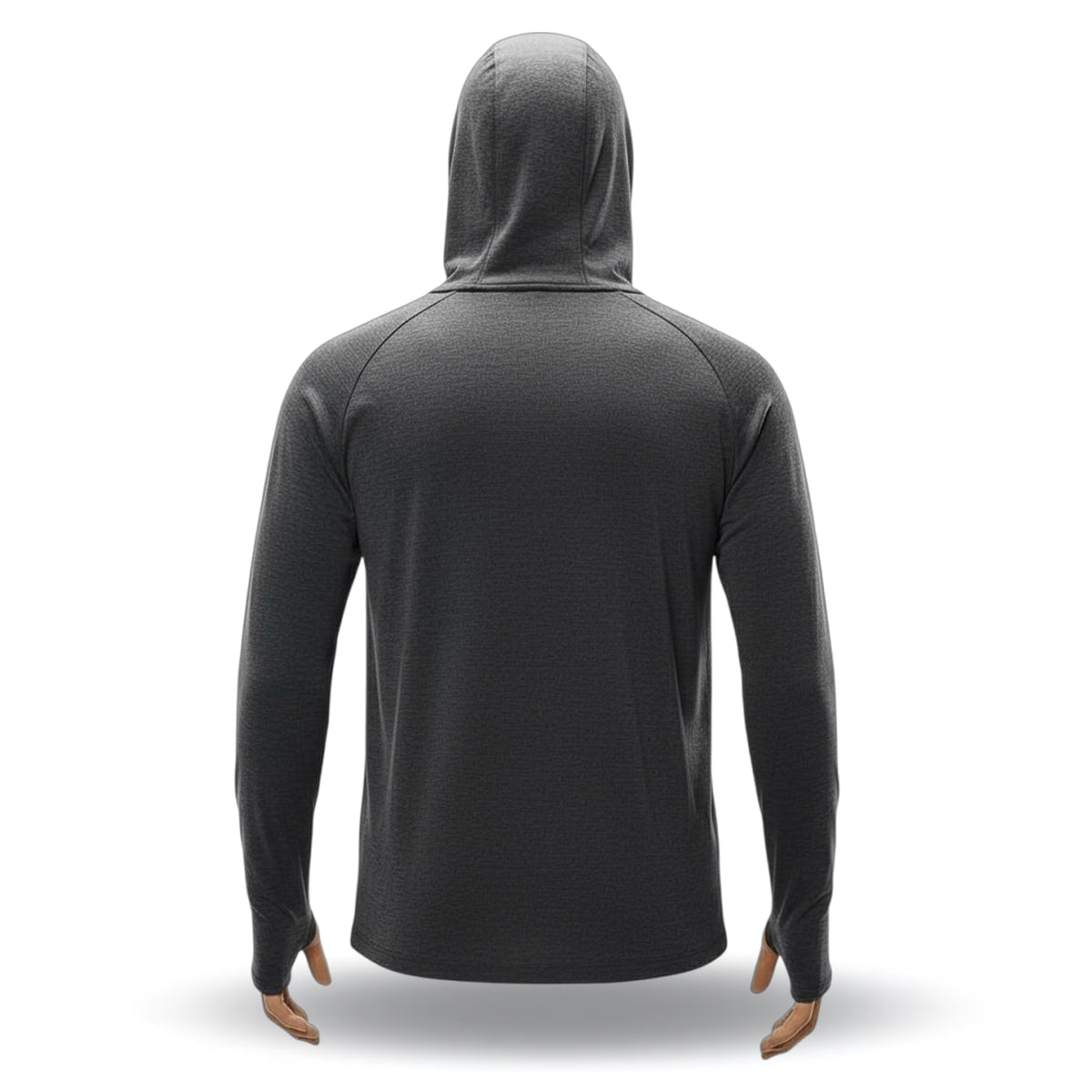 Gray hoodie on a mannequin against a white background