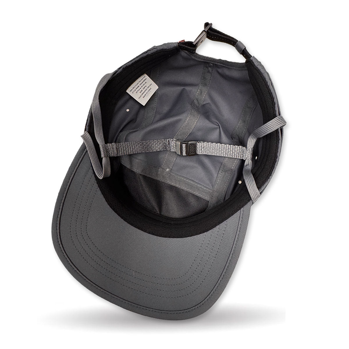 Gray cap with a strap on a white background