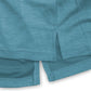 Close-up of teal shorts with a white background
