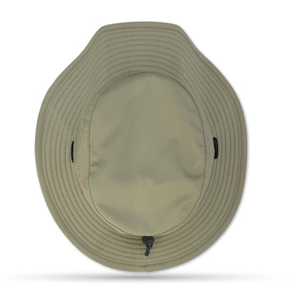 Beige bucket hat on a white background
