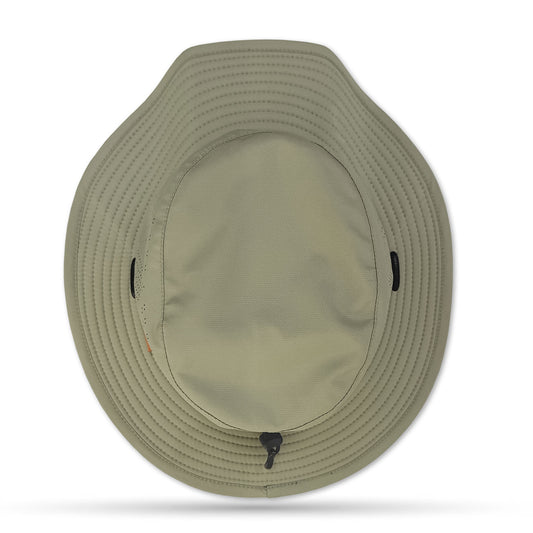 Beige bucket hat on a white background