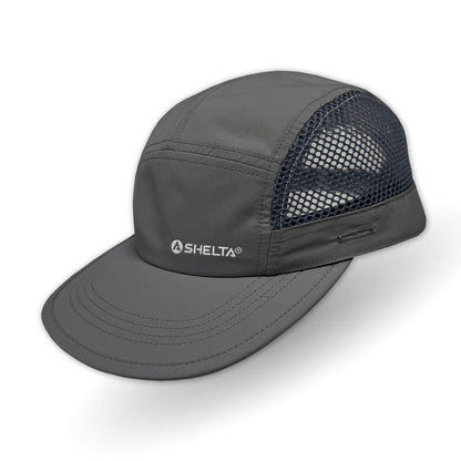 Gray cap with mesh back on a white background