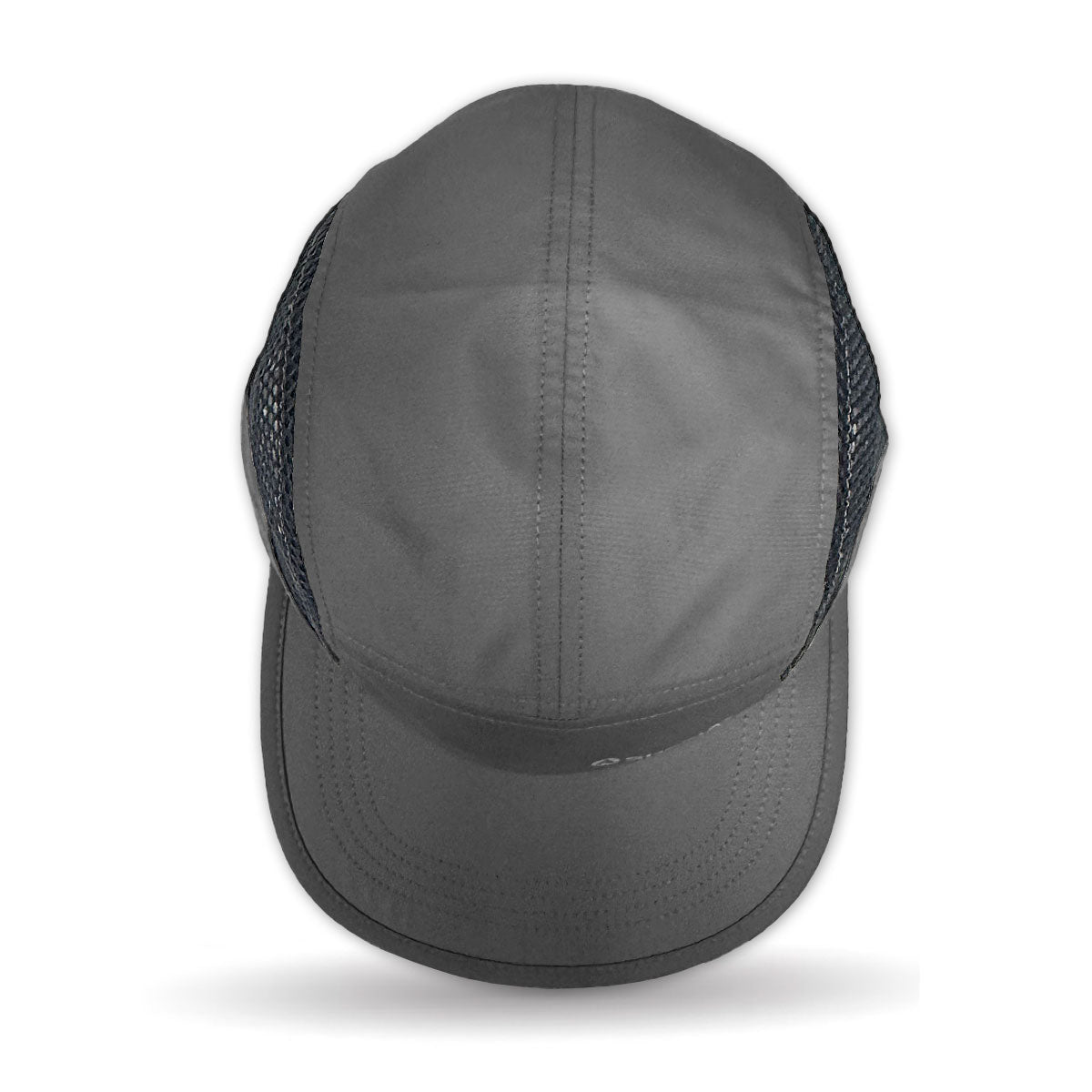 Gray cap with mesh back on a white background