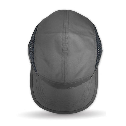 Gray cap with mesh back on a white background