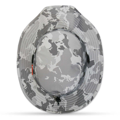 Camouflage-patterned hat on a white background