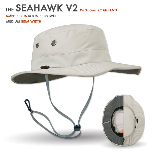 Beige hat with a grip headband on a white background