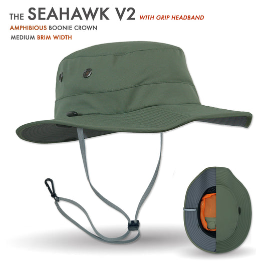 The Seahawk V2 Sun Hat With Grip Headband in Drab Green