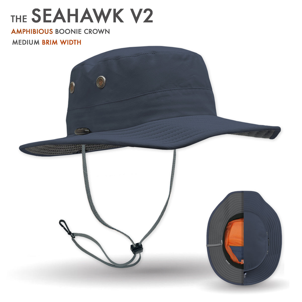 Blue boonie hat with medium brim width on a white background