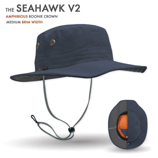 Blue boonie hat with medium brim width on a white background