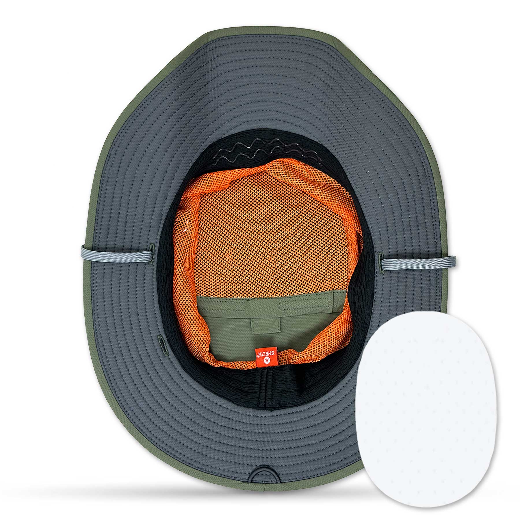 Gray and orange helmet with a white background