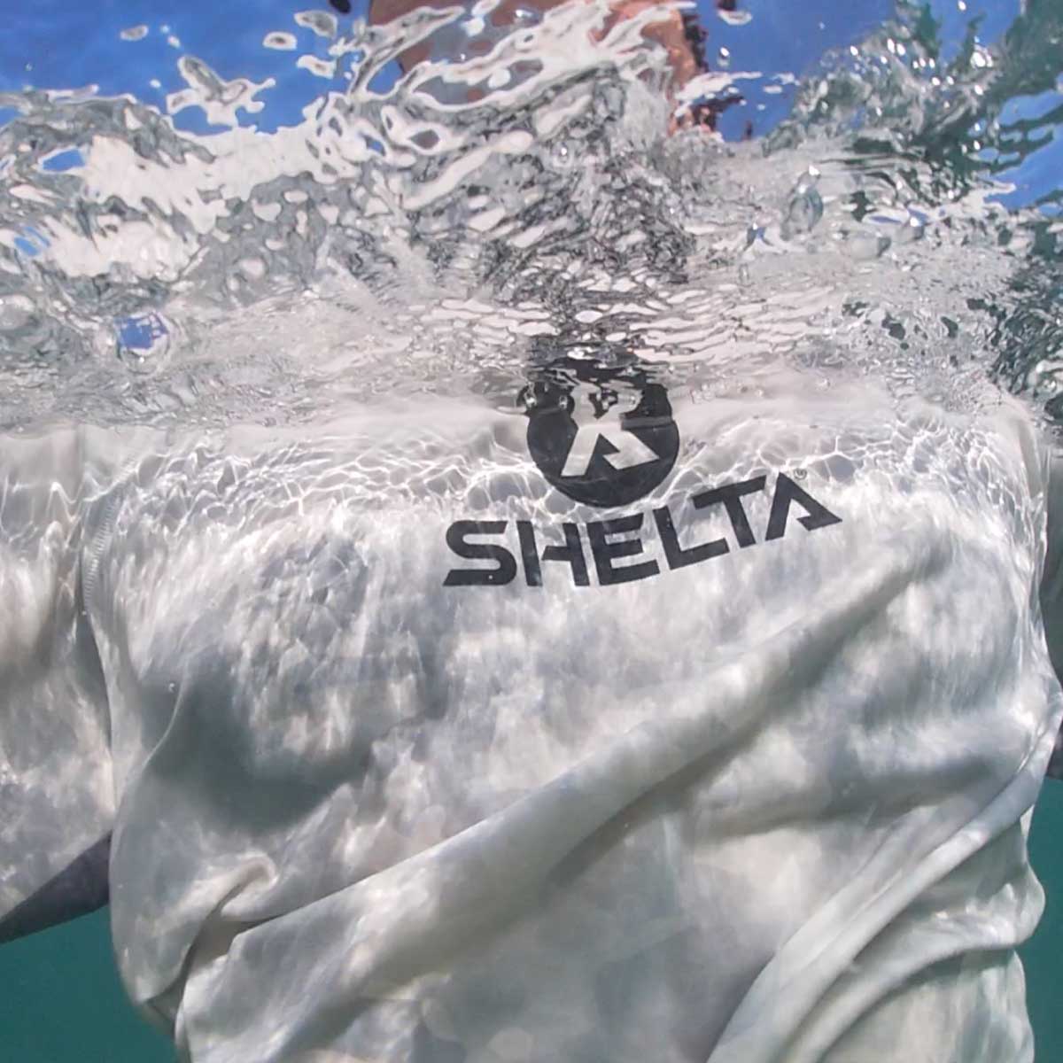 a view of the shelta sun shirt from underwater