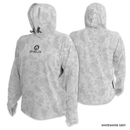The Assault Hoodie in the color Overcast Grey is engineered & built with sun protection, function, and durability in mind.  Offering features consistent with Shelta core values and innovation goals.   UPF 50+ UV protection, the highest rating given.  Blocks 98% of UVA/UVB radiation Loose comfort fit Moisture Wicking Sleeves with thumb hole & finger loop for multiple hand protection options