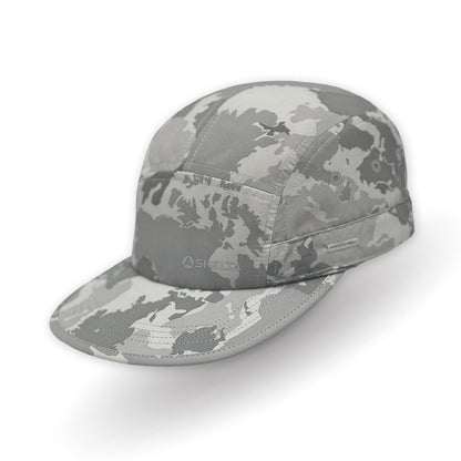 Camouflage-patterned cap on a white background