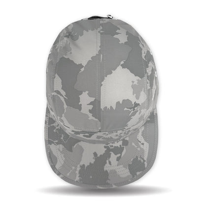 Camouflage-patterned cap on a white background
