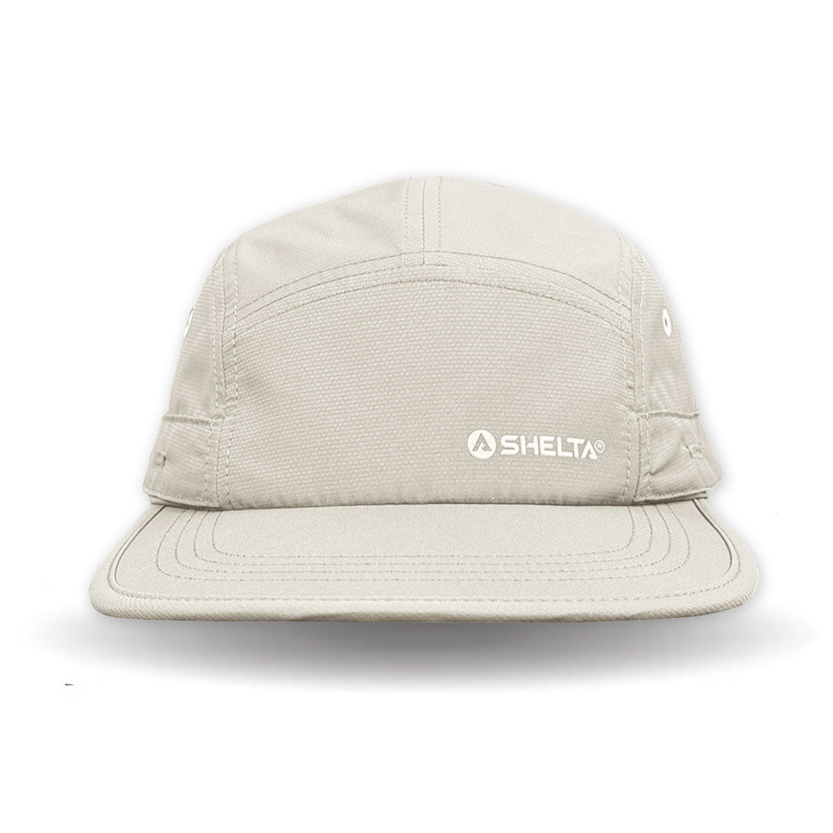 Beige cap with 'Selta' logo on a white background