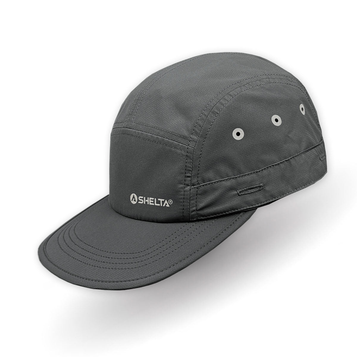 Gray cap with a visible brand logo on a white background