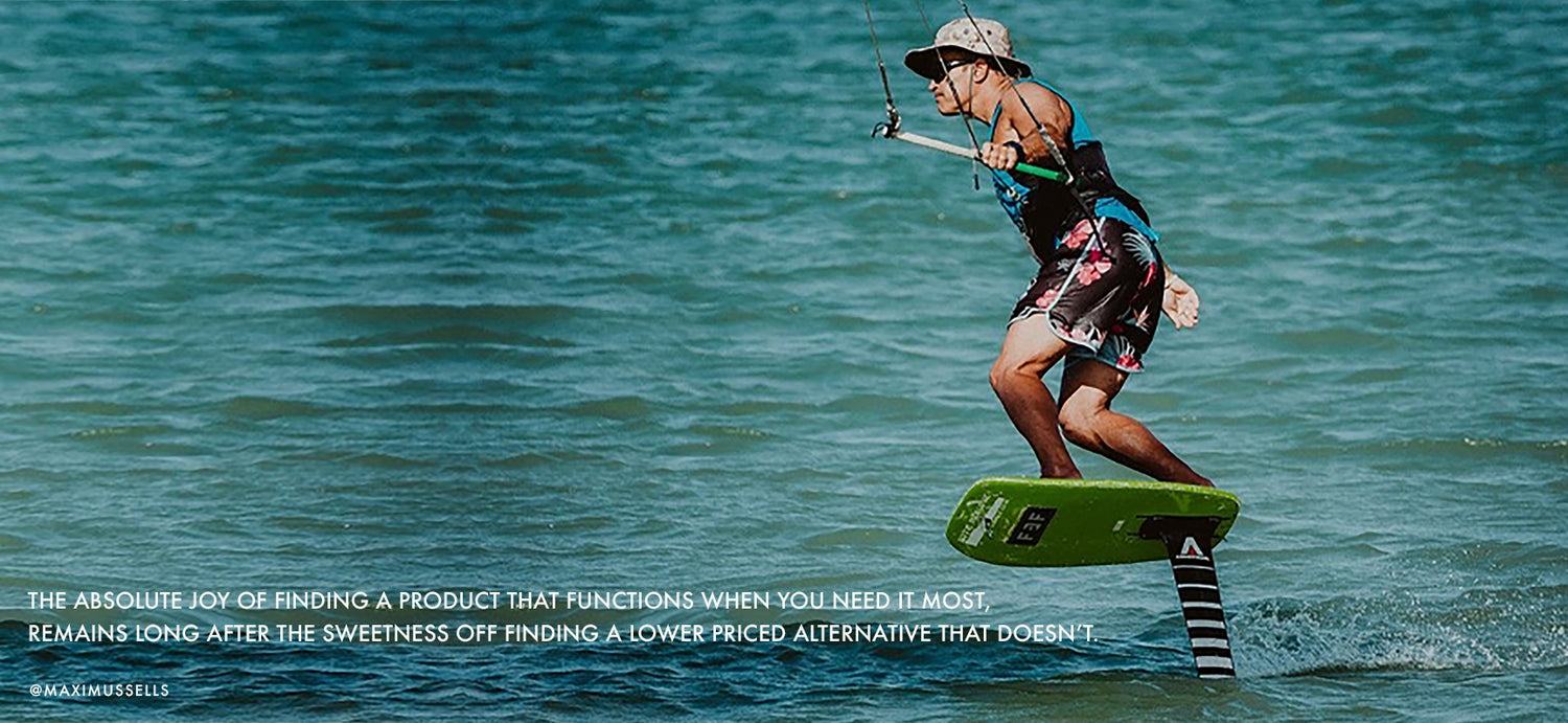 Picture of Kite Boarder using a Shelta hat for sun protection