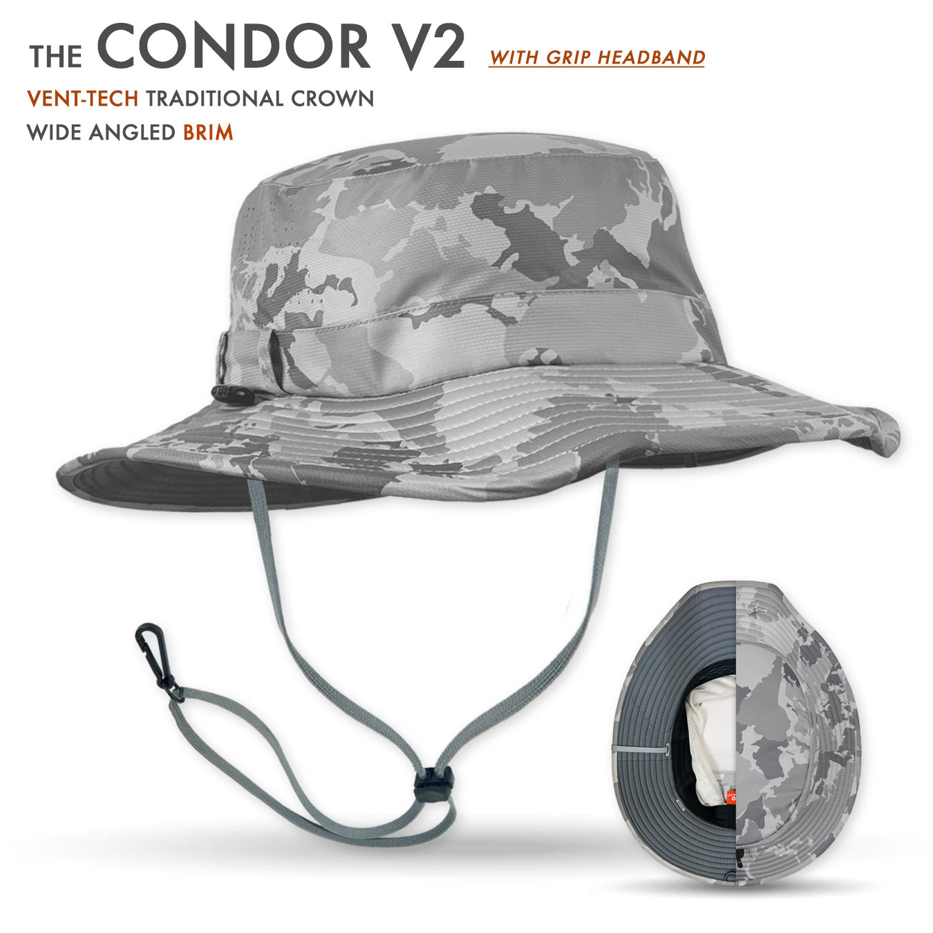 The Condor V2 Sun Hat With Grip Headband in Atlas Camo – Sheltahats