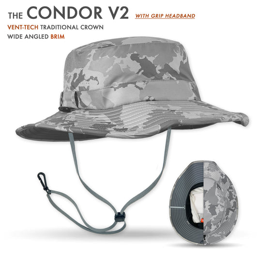 Camouflage bucket hat with grip headband on a white background