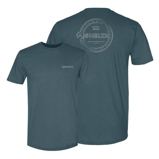 Shelta Short Sleeve tee shirt premium  logo in Steel Blue color