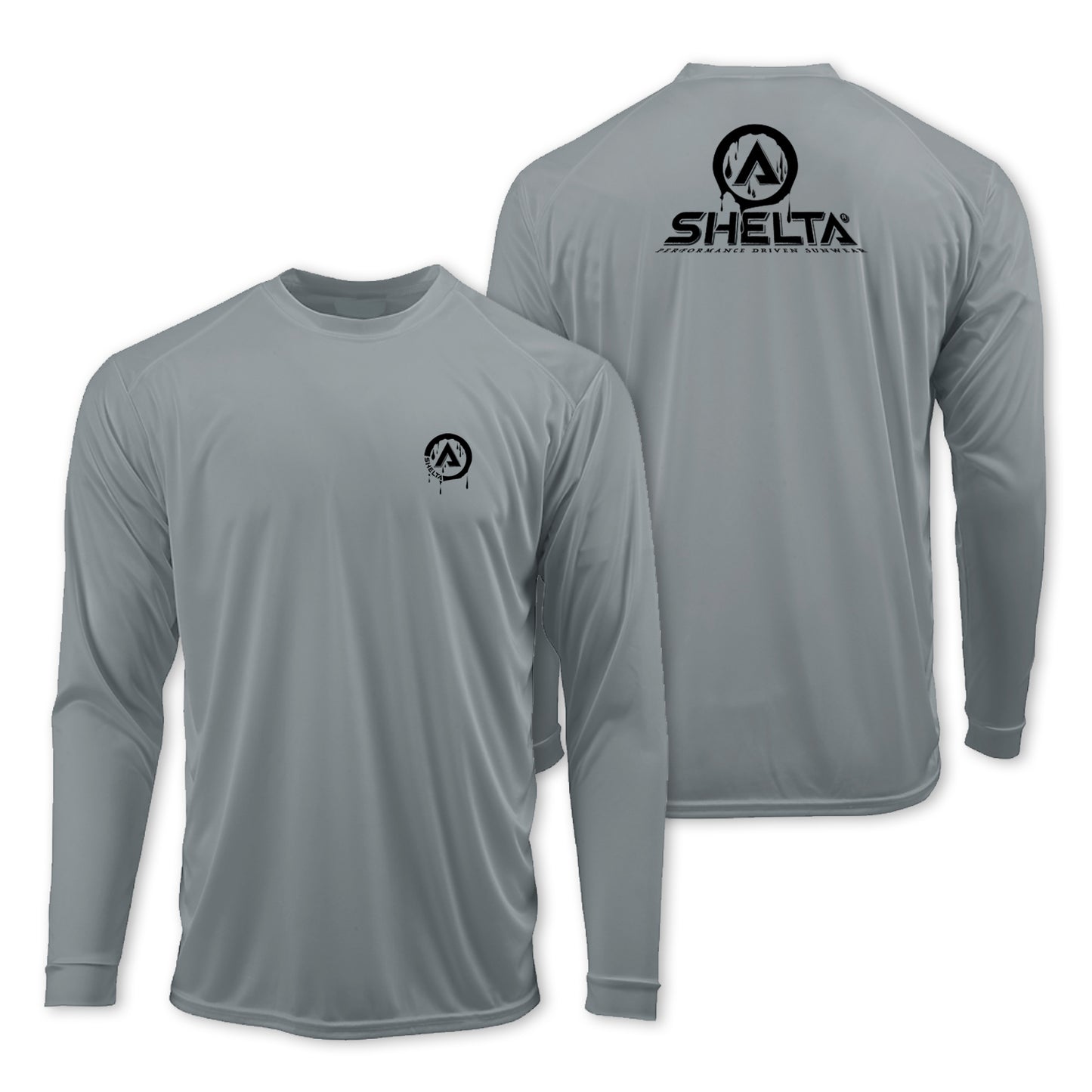 Drip Logo Long Sleeve Sun Shirt in Steel  Grey Color