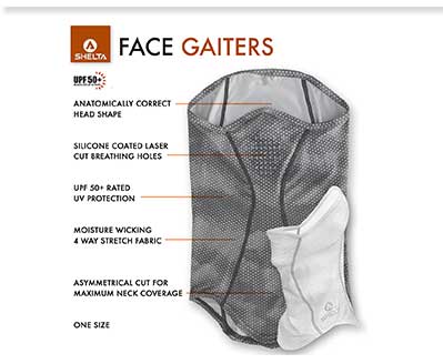 Our Face Gaiter protects your face and neck from harmful UV rays. Sun protection that won’t wear off, it allows you to spend the whole day on the water or in the field without burning. Made from lightweight, moisture wicking stretch fabric, our gaiter fea