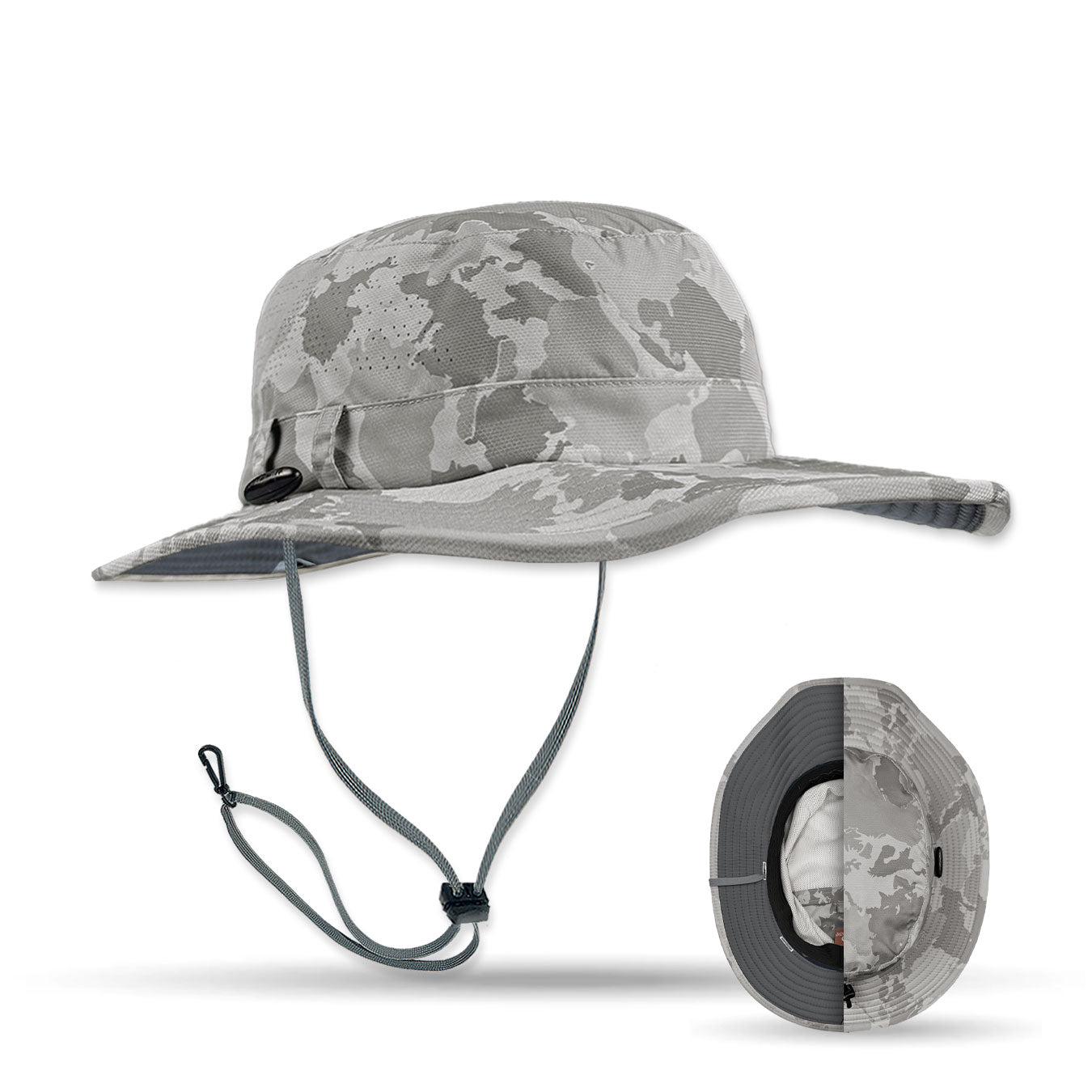 main view of landhawk sun hat in atlas camo color