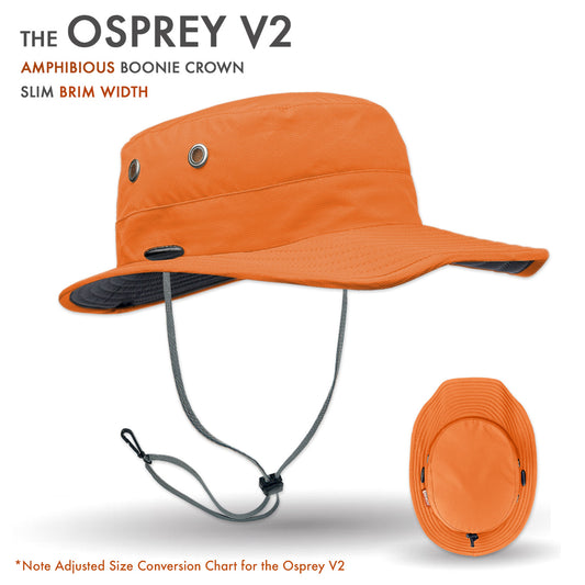 Orange Osprey V2 boonie hat with slim brim width on a white background