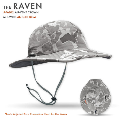 Camouflage bucket hat with air-vent crown on a white background