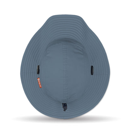 Blue bucket hat on a white background