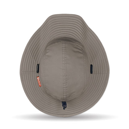 Beige bucket hat on a white background