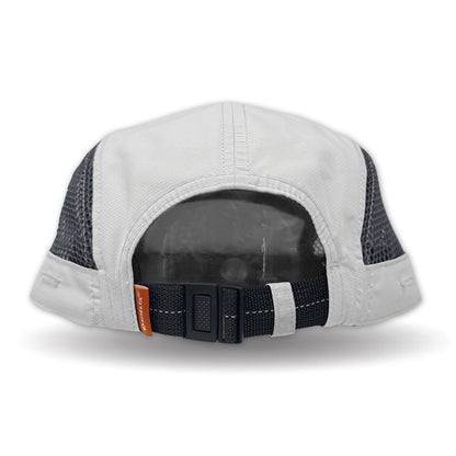 Light Gray cap with black mesh back and orange tag on a white background