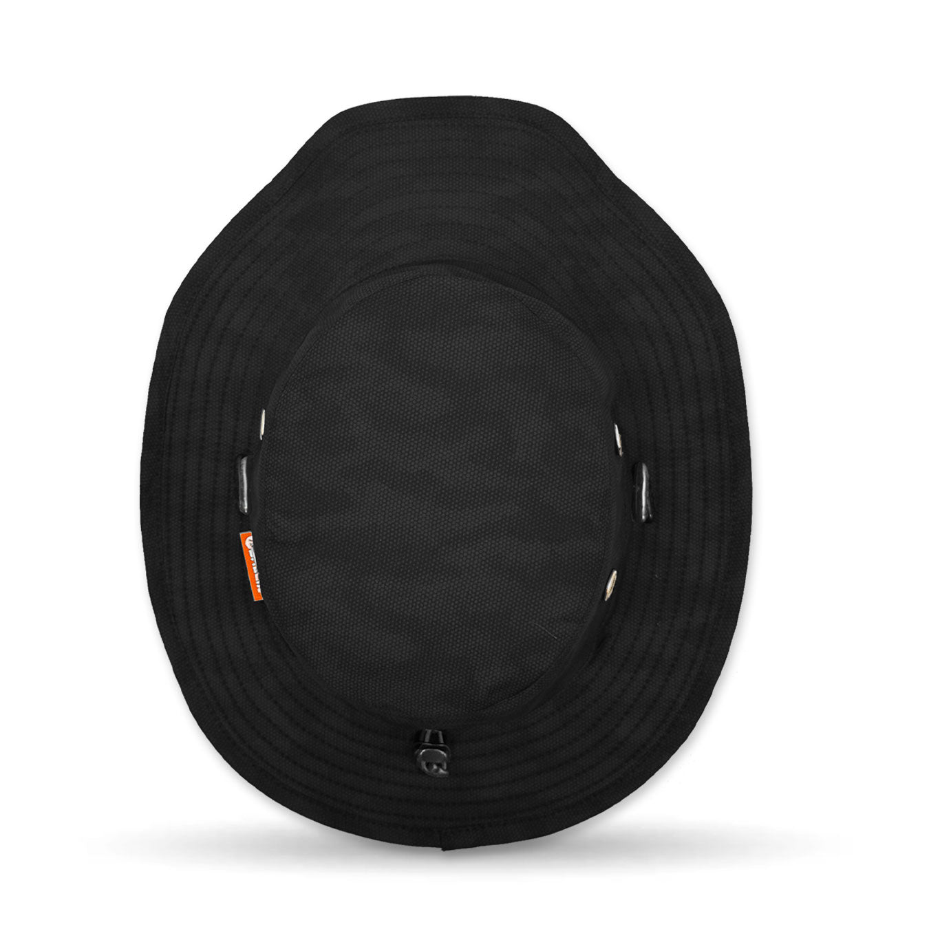 Black bucket hat on a white background