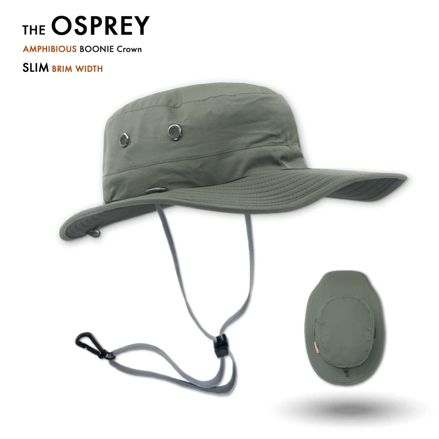 The Shelta Osprey Slim Brim Amphibious Boonie Crown Sun Hat